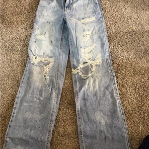 NIRVANA Light Blue Denim Jeans with Pink Nail Accent